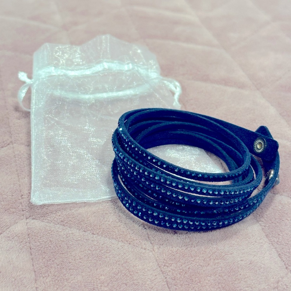 Navy Blue Touchstone Crystal Wrap Star Bracelet